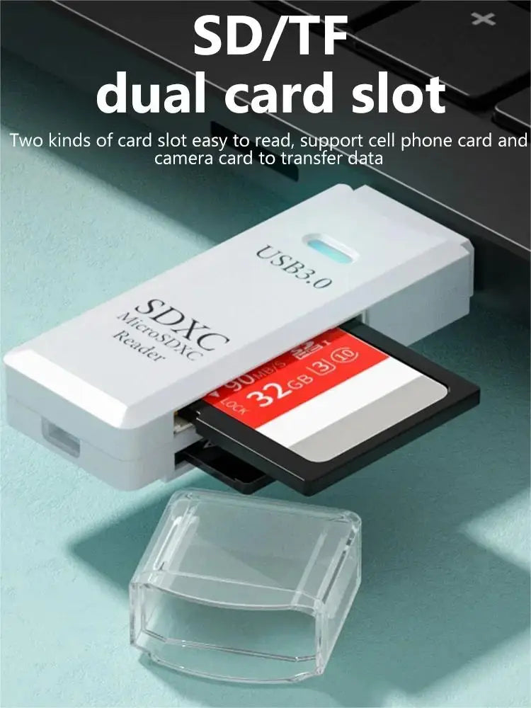 2-in-1 high-speed USB 3.0/2.0 card reader for TF and SD cards