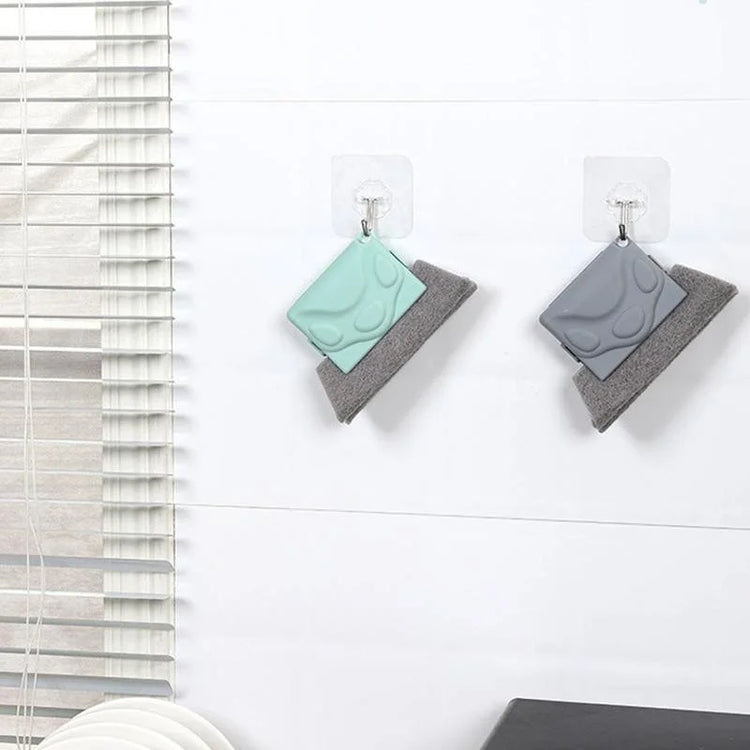 Window groove cleaning cloth and brush set for kitchen and bathroom use