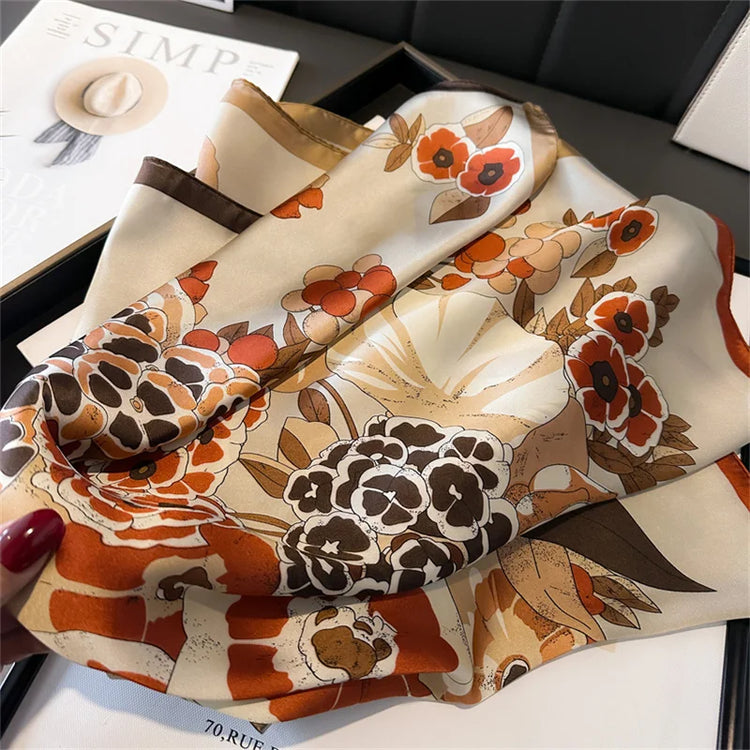 70cm satin silk scarf used as a hijab, wrist wrap, or elegant bandana for women