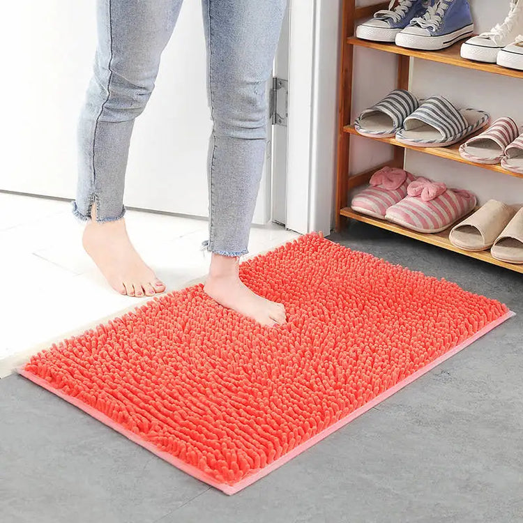 Memory carpet mat for door, toilet, and tub areas
