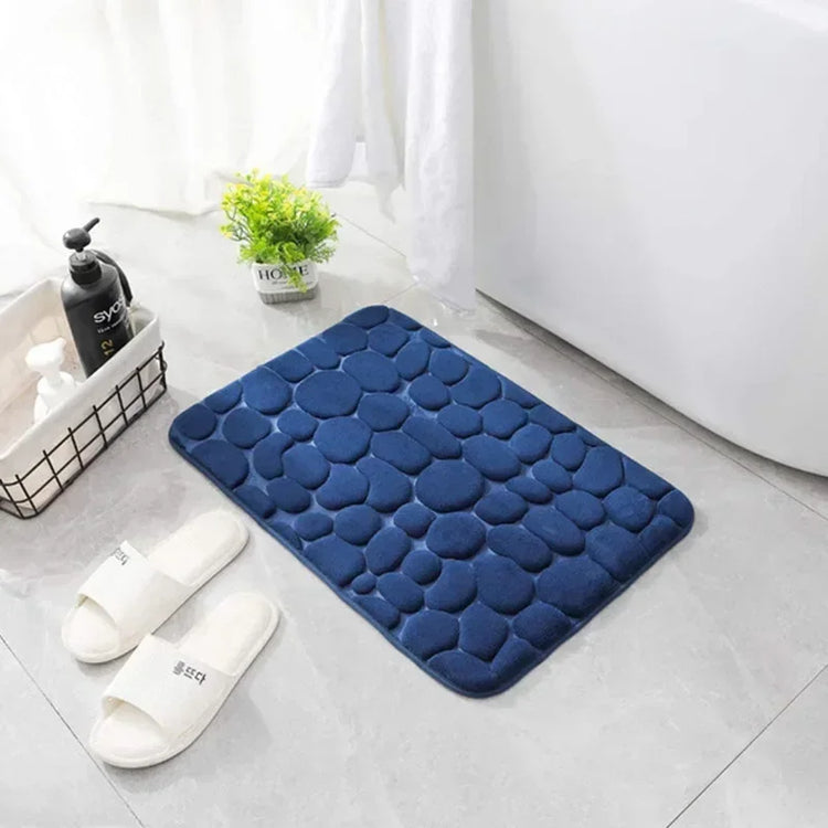 Super absorbent bath mat with cobblestone design