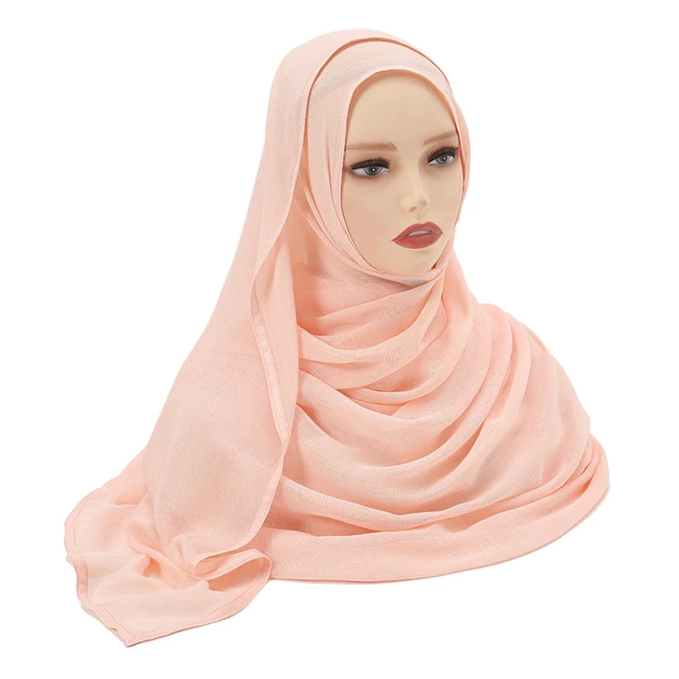 Plain rayon cotton hijab scarf, large size 190x85cm for full coverage and comfort
