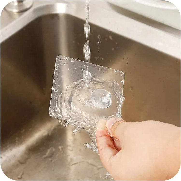 Set of 30 transparent self-adhesive wall hooks for keys, towels, and kitchen utensils