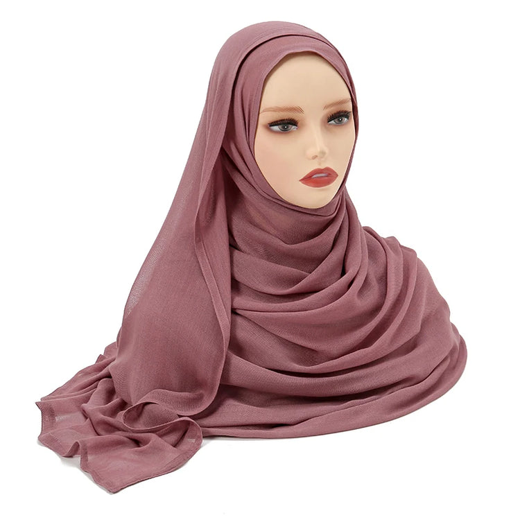 Plain rayon cotton hijab scarf, large size 190x85cm for full coverage and comfort
