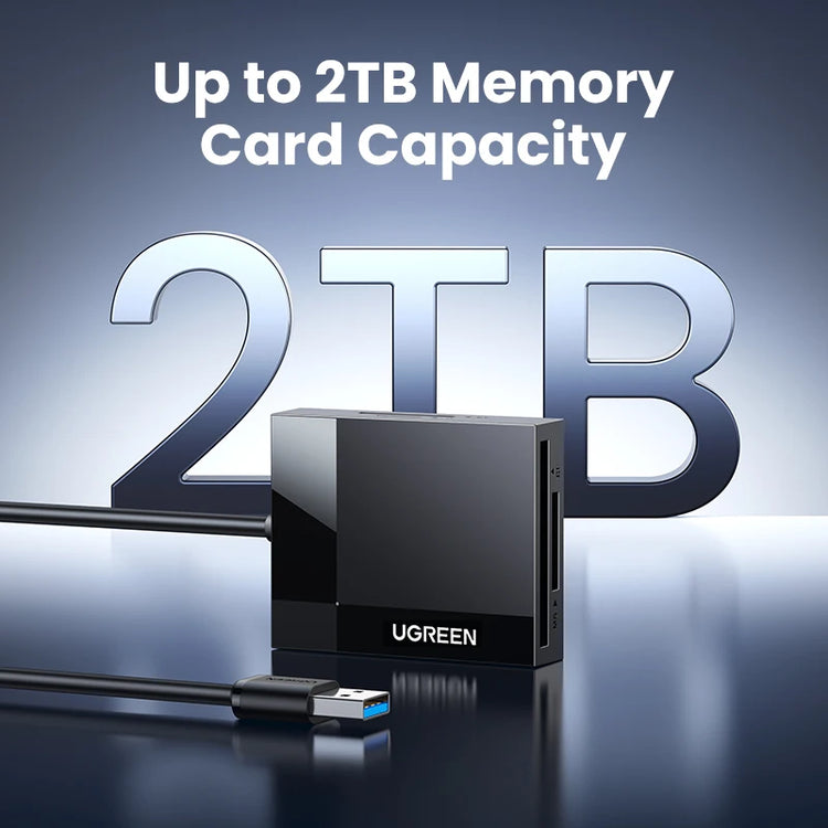 UGREEN 4-in-1 USB 3.0 and USB-C card reader for SD, Micro SD, CF, and MS cards