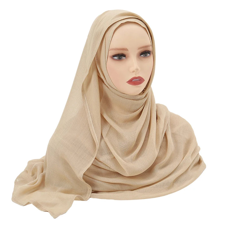 Plain rayon cotton hijab scarf, large size 190x85cm for full coverage and comfort