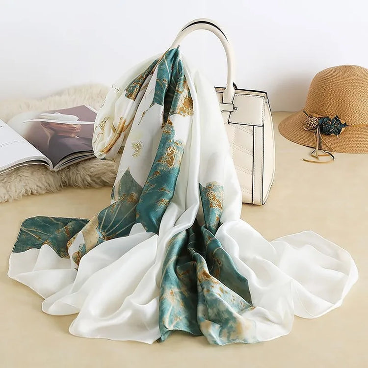 Elegant silk satin hijab for women, lightweight summer scarf or female echarpe