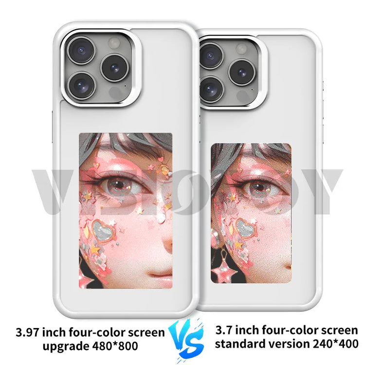 Customizable NFC E-Ink Phone Case with 400×800 Display for iPhone 15 Pro