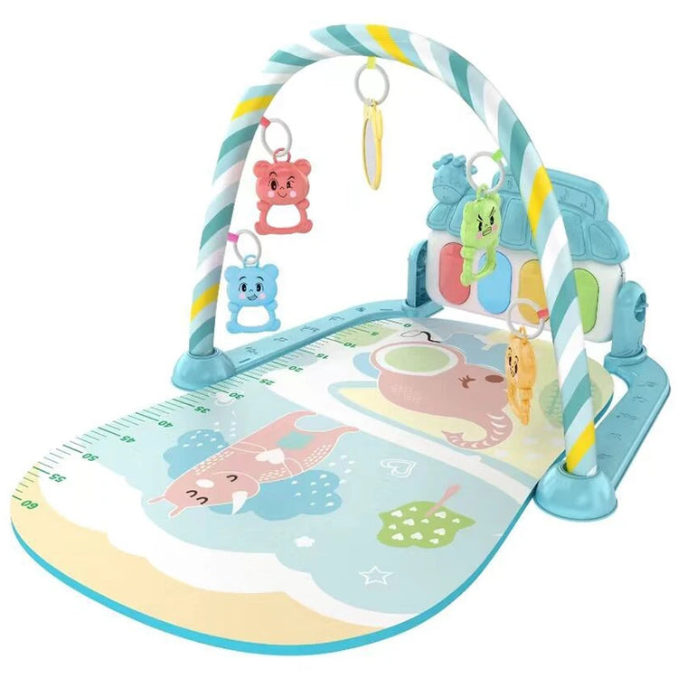 Newborn baby crawling mat with musical toy and fitness stand