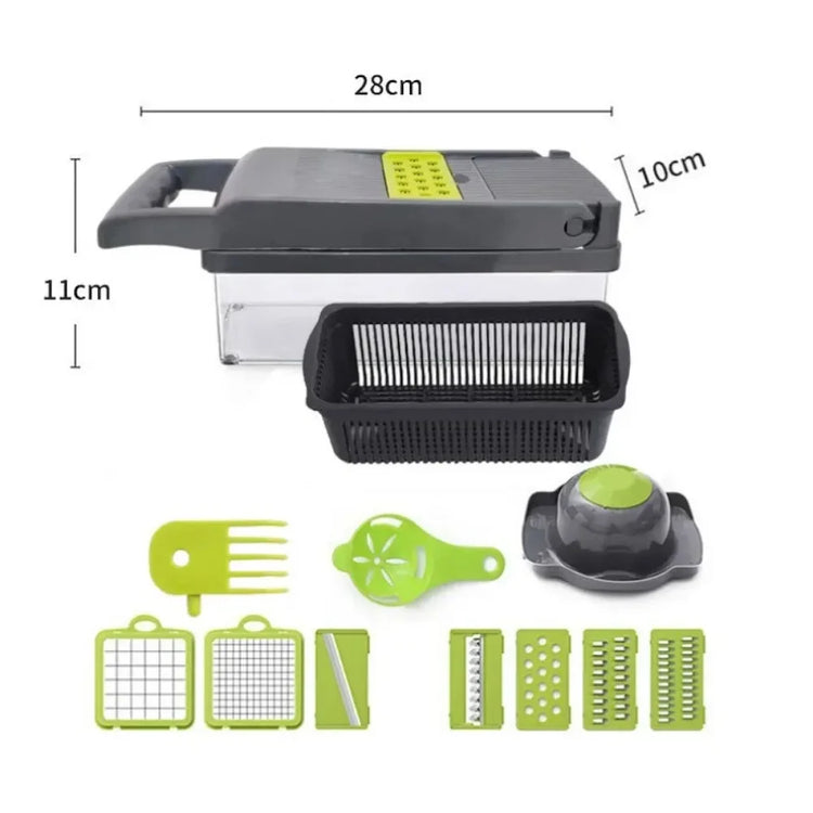 14-in-1 multifunctional vegetable chopper with ergonomic handle and stainless steel blades