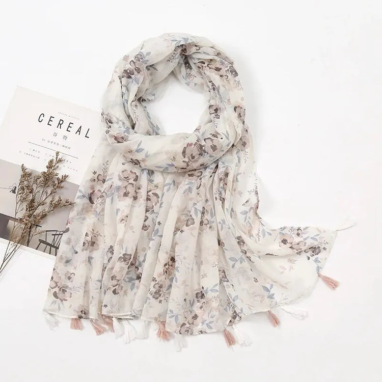 180x90cm printed tassel shawl, ideal for hijab, wrap, or casual beach cover-up