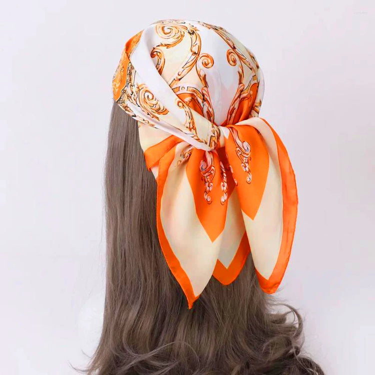 70cm satin silk scarf used as a hijab, wrist wrap, or elegant bandana for women