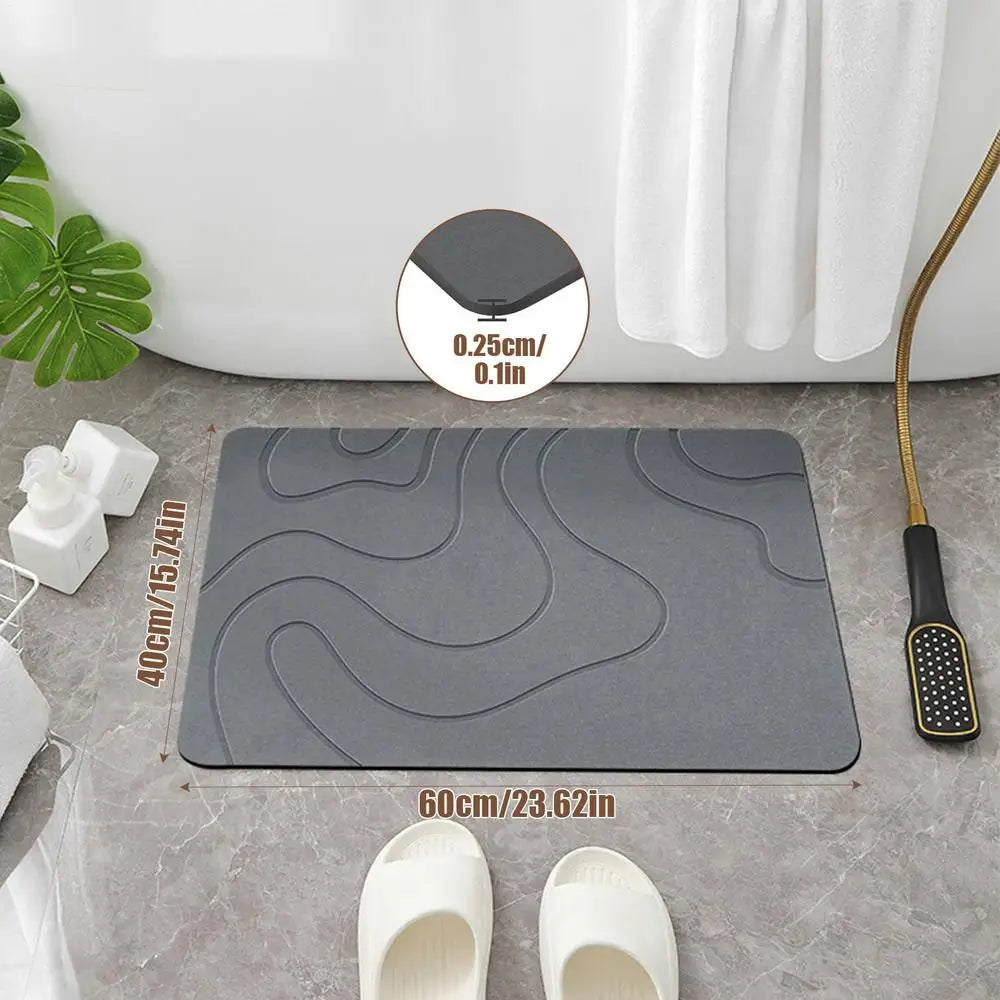 Absorbent stone bath mat with diatom mud material