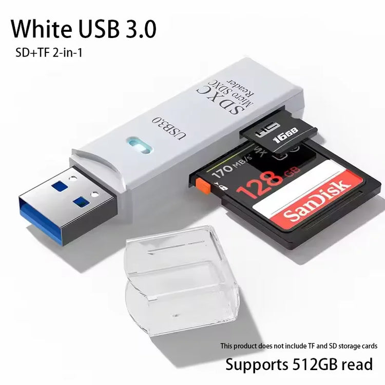 2-in-1 high-speed USB 3.0/2.0 card reader for TF and SD cards