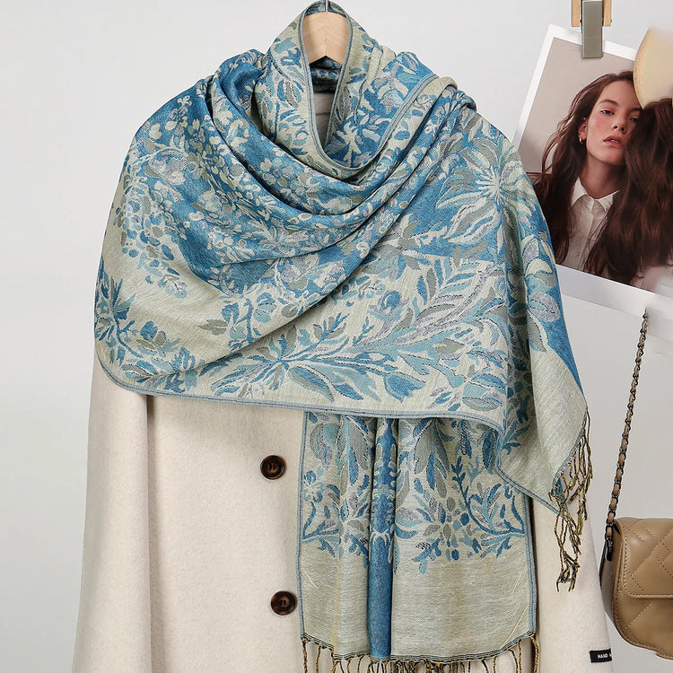 Stylish paisley embroidered head wrap in breathable cotton-viscose blend for women