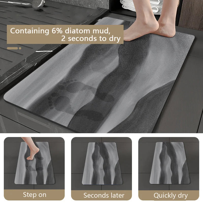 Absorbent diatomite bath mat for kitchen and bathroom