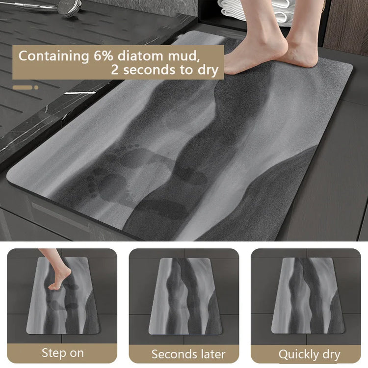 Absorbent diatomite bath mat for kitchen and bathroom