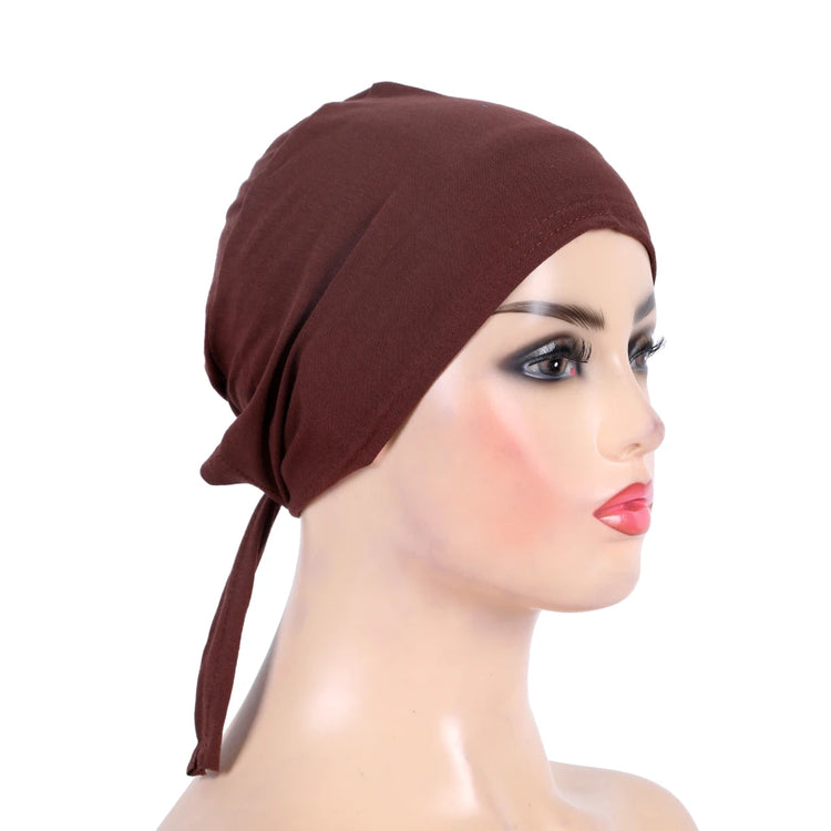 Cotton inner hijab with adjustable tie-back design, breathable and comfortable fit