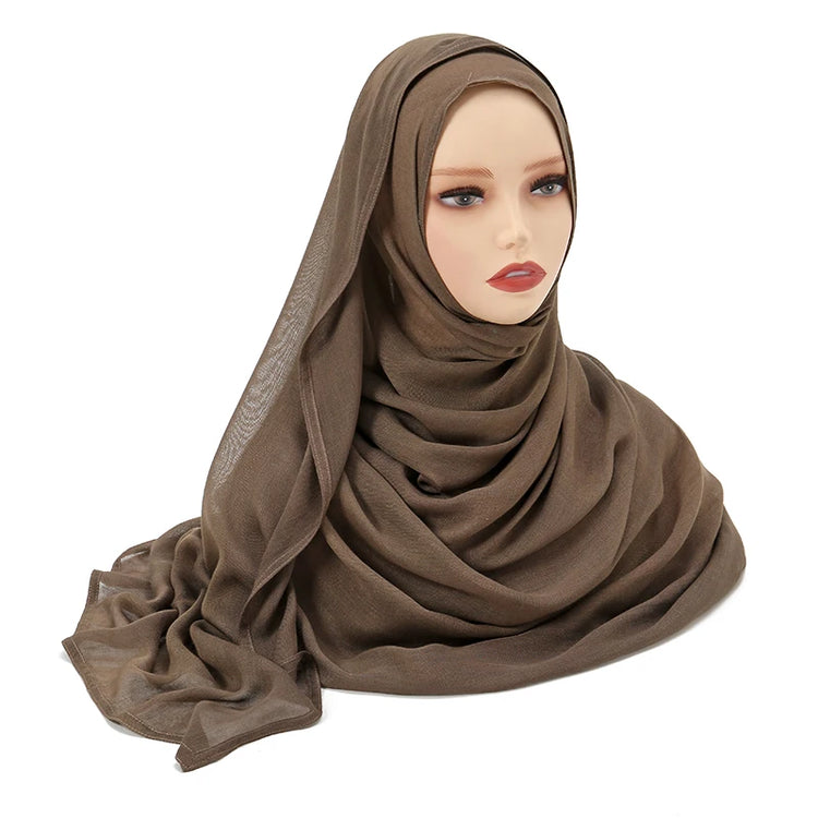 Plain rayon cotton hijab scarf, large size 190x85cm for full coverage and comfort