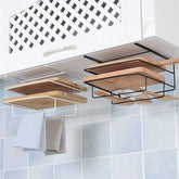 Double-layer wall-mounted cutting board rack with perforation-free design