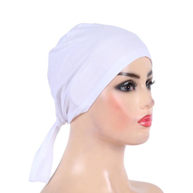 Cotton inner hijab with adjustable tie-back design, breathable and comfortable fit