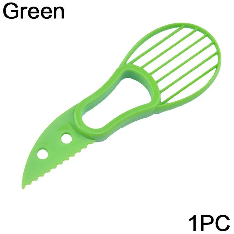 3-in-1 avocado slicer with serrated blade, pit remover, and fruit scooper