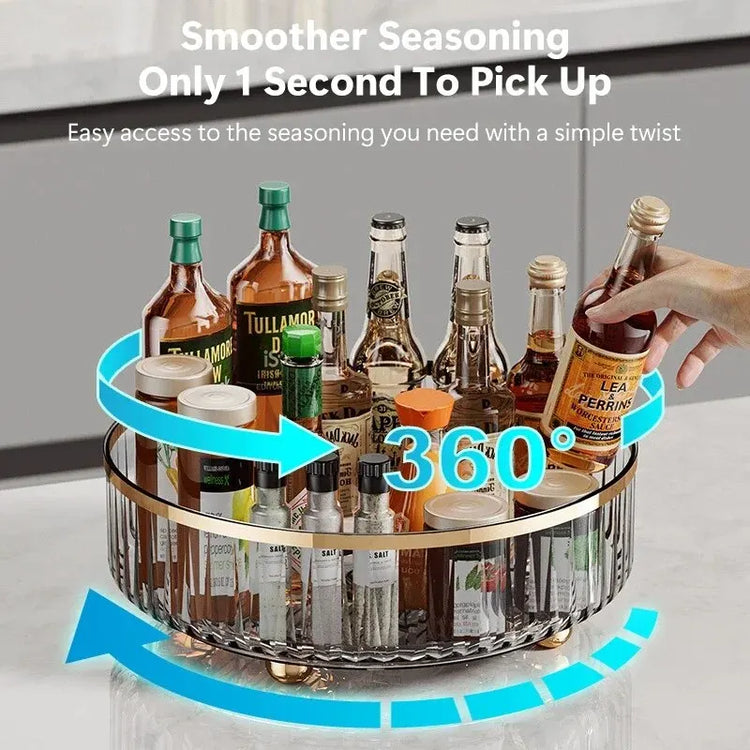 360° rotating spice rack with non-slip base for kitchen organization