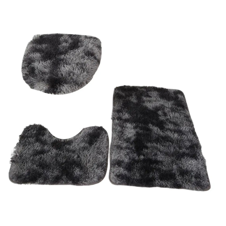 3-piece bath mat set with toilet lid cover