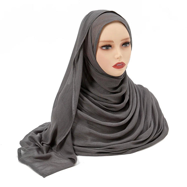 Plain rayon cotton hijab scarf, large size 190x85cm for full coverage and comfort