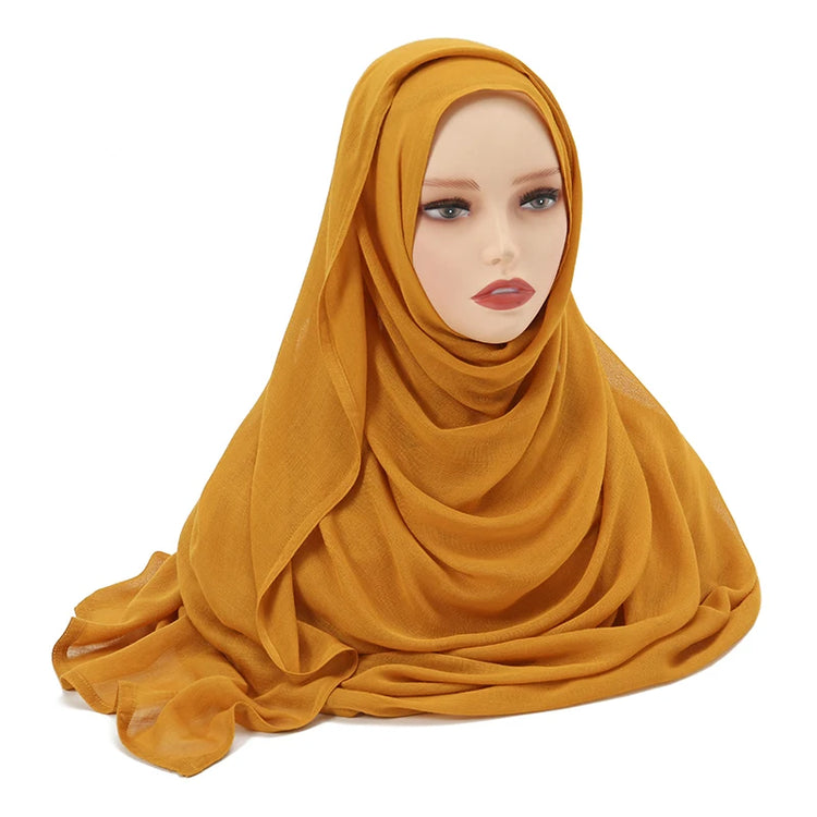 Plain rayon cotton hijab scarf, large size 190x85cm for full coverage and comfort