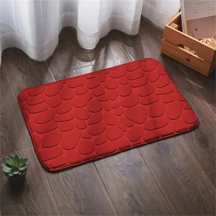 Super absorbent bath mat with cobblestone design