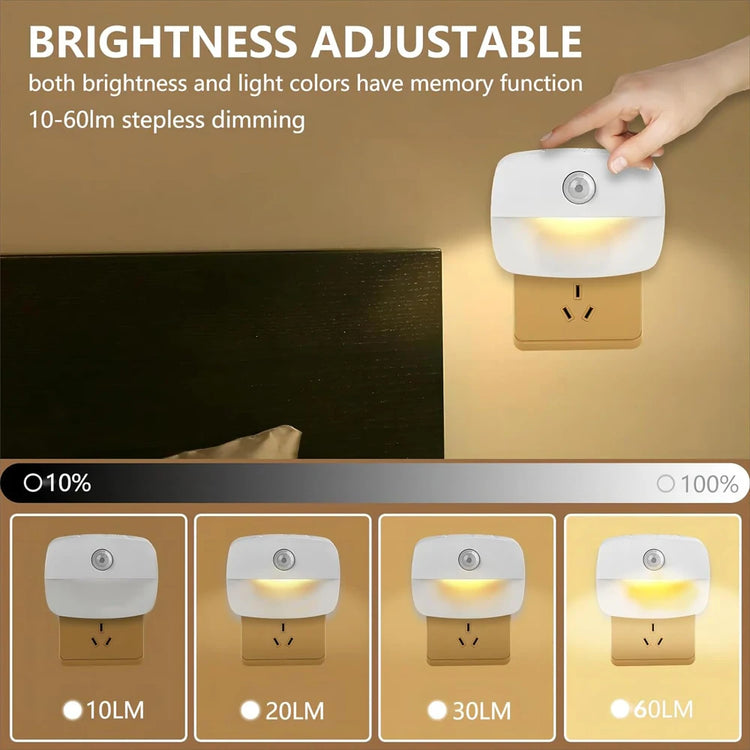 Energy-efficient LED night light with motion sensor, 220V EU plug, for bathroom and corridor