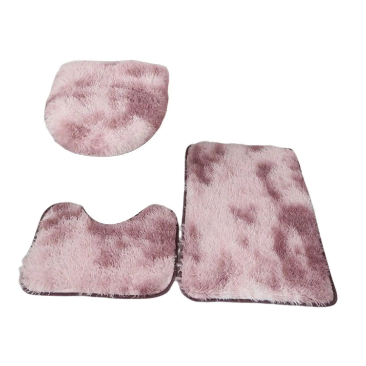 3-piece bath mat set with toilet lid cover