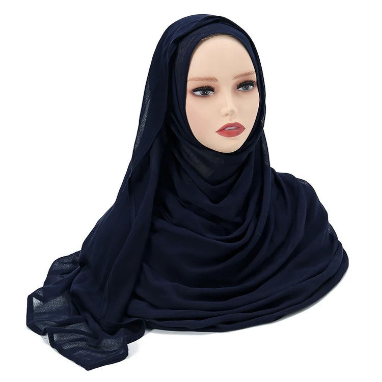Plain rayon cotton hijab scarf, large size 190x85cm for full coverage and comfort