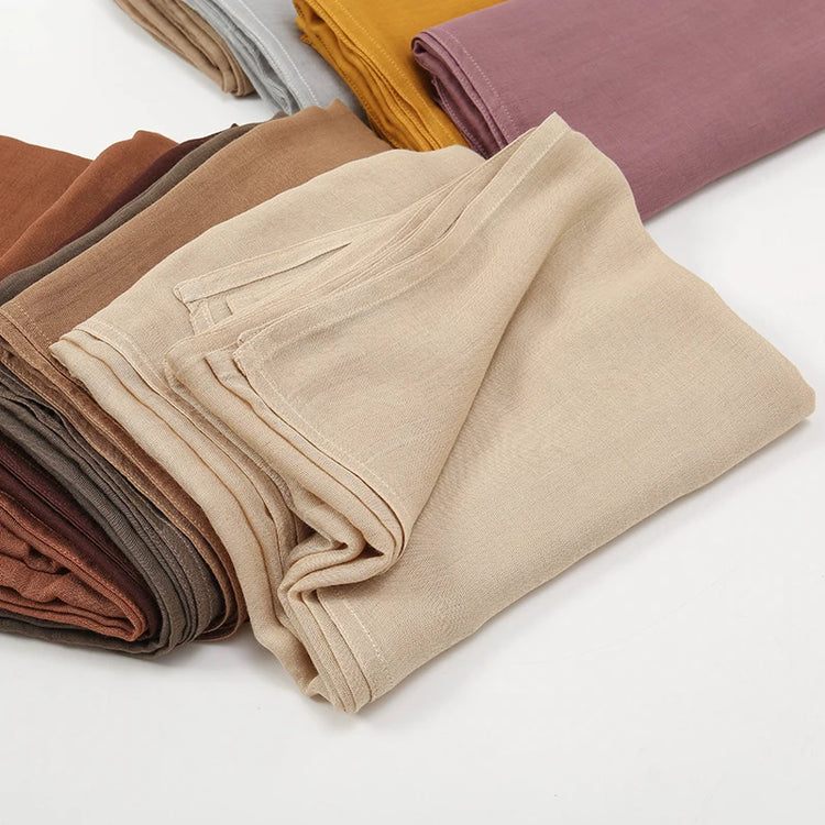 Plain rayon cotton hijab scarf, large size 190x85cm for full coverage and comfort