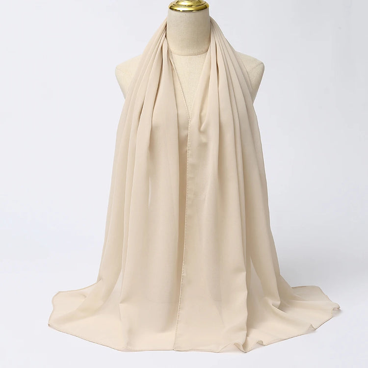 Lightweight voile headscarf in soft pastel tones, ideal for Muslim women&