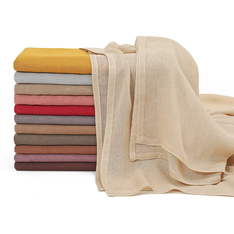 Plain rayon cotton hijab scarf, large size 190x85cm for full coverage and comfort
