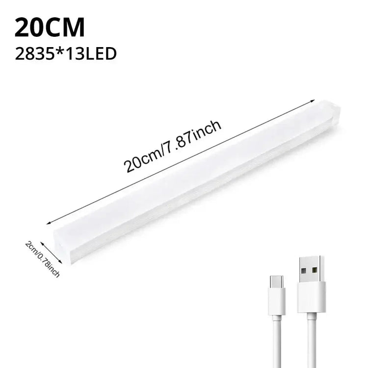 10cm rechargeable PIR motion sensor LED bar light with magnetic mount for compact spaces