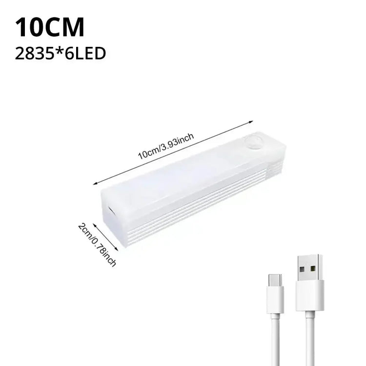 10cm rechargeable PIR motion sensor LED bar light with magnetic mount for compact spaces