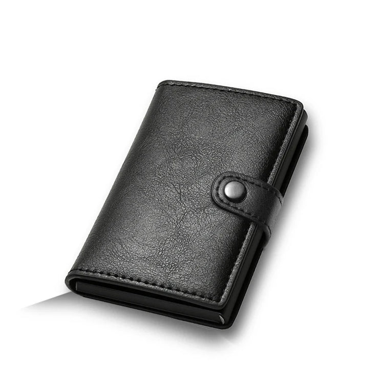 Black smart wallet with RFID blocking feature