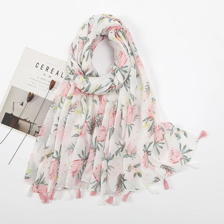 180x90cm printed tassel shawl, ideal for hijab, wrap, or casual beach cover-up