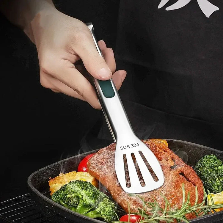 Stainless steel kitchen tongs with ergonomic non-slip grip