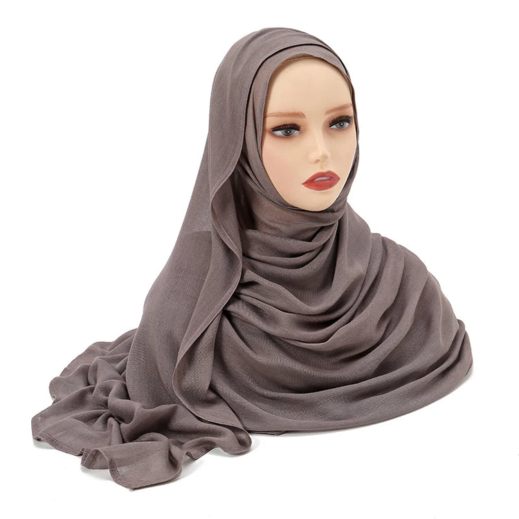 Plain rayon cotton hijab scarf, large size 190x85cm for full coverage and comfort