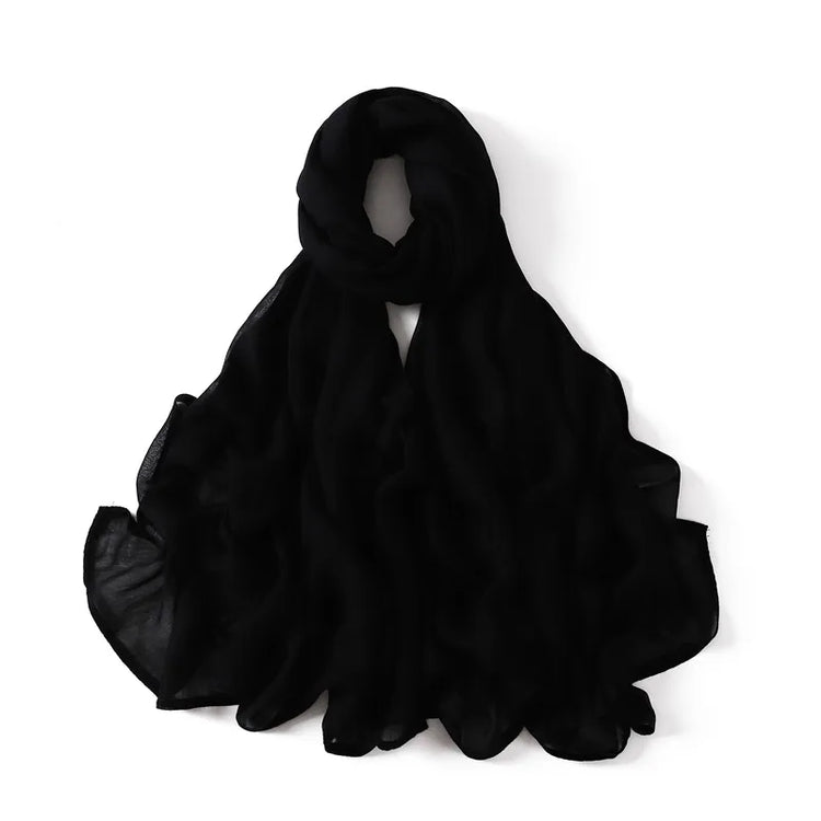 Elegant large hijab scarf in plain design, ideal for prayer, casual wear, or layering