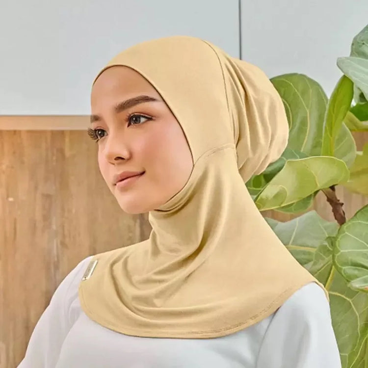 Elastic inner hijab cap ensuring snug fit under veils and shawl