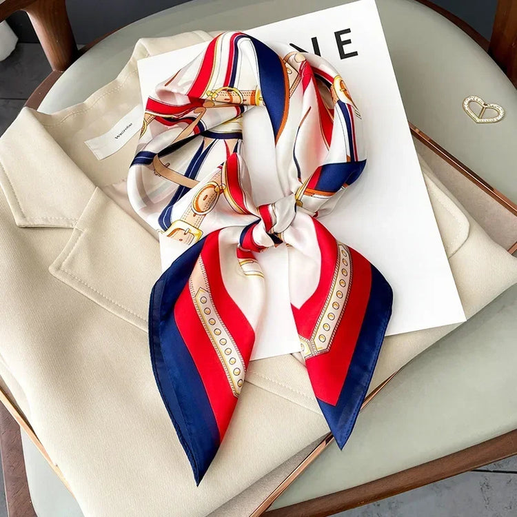 Luxury design satin neck scarf for women, ideal for accessorizing bags or outfits