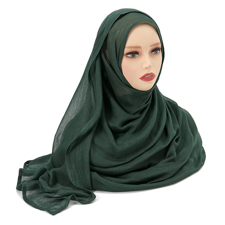 Plain rayon cotton hijab scarf, large size 190x85cm for full coverage and comfort