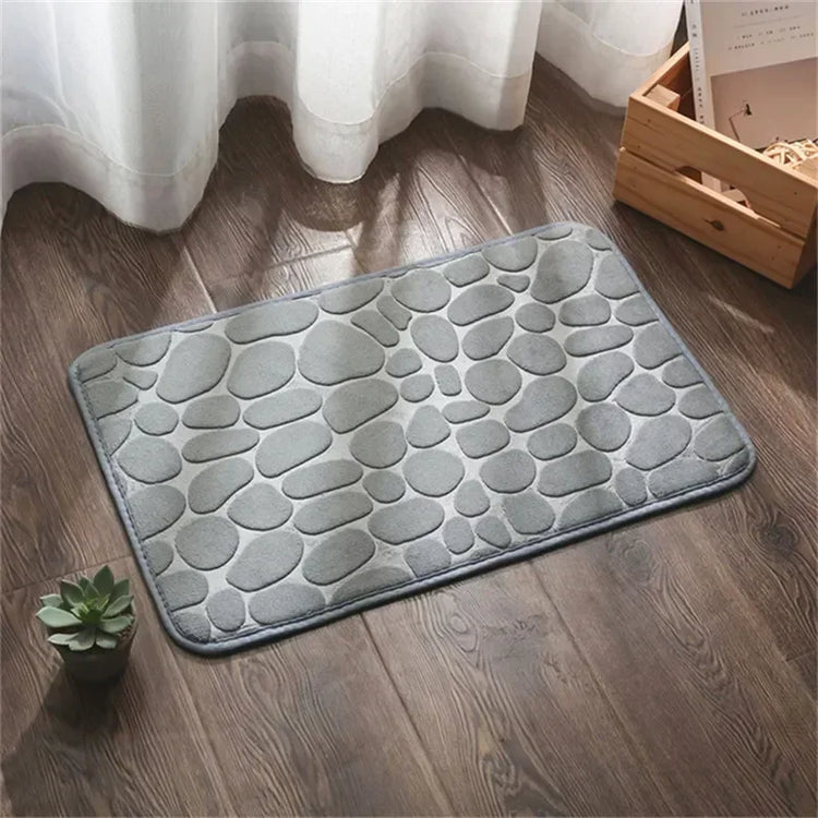 Super absorbent bath mat with cobblestone design