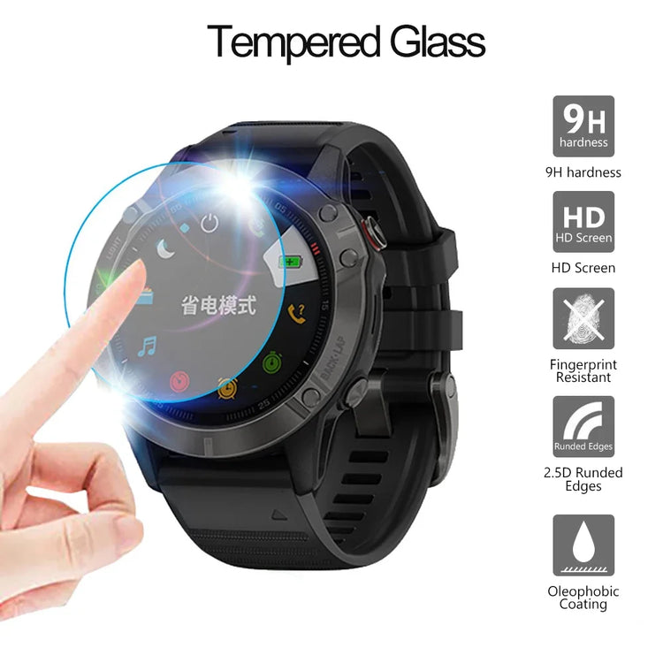 Tempered glass screen protector for Garmin Fenix 8 (43mm) with 9H hardness and bubble-free installation