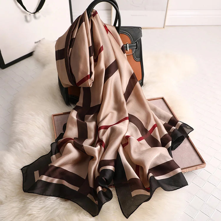 Elegant silk satin hijab for women, lightweight summer scarf or female echarpe